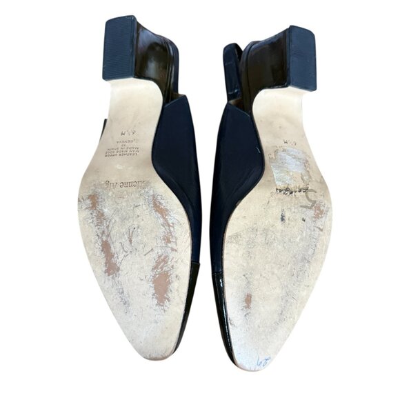 Etienne Aigner blue and black slingback patent leather cap toe heels 6 1/2M - Picture 9 of 9